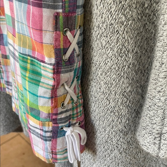 Talbots Skirt Women Size 16 Multicolored Madras Plaid Cotton Lined - Picture 5 of 8